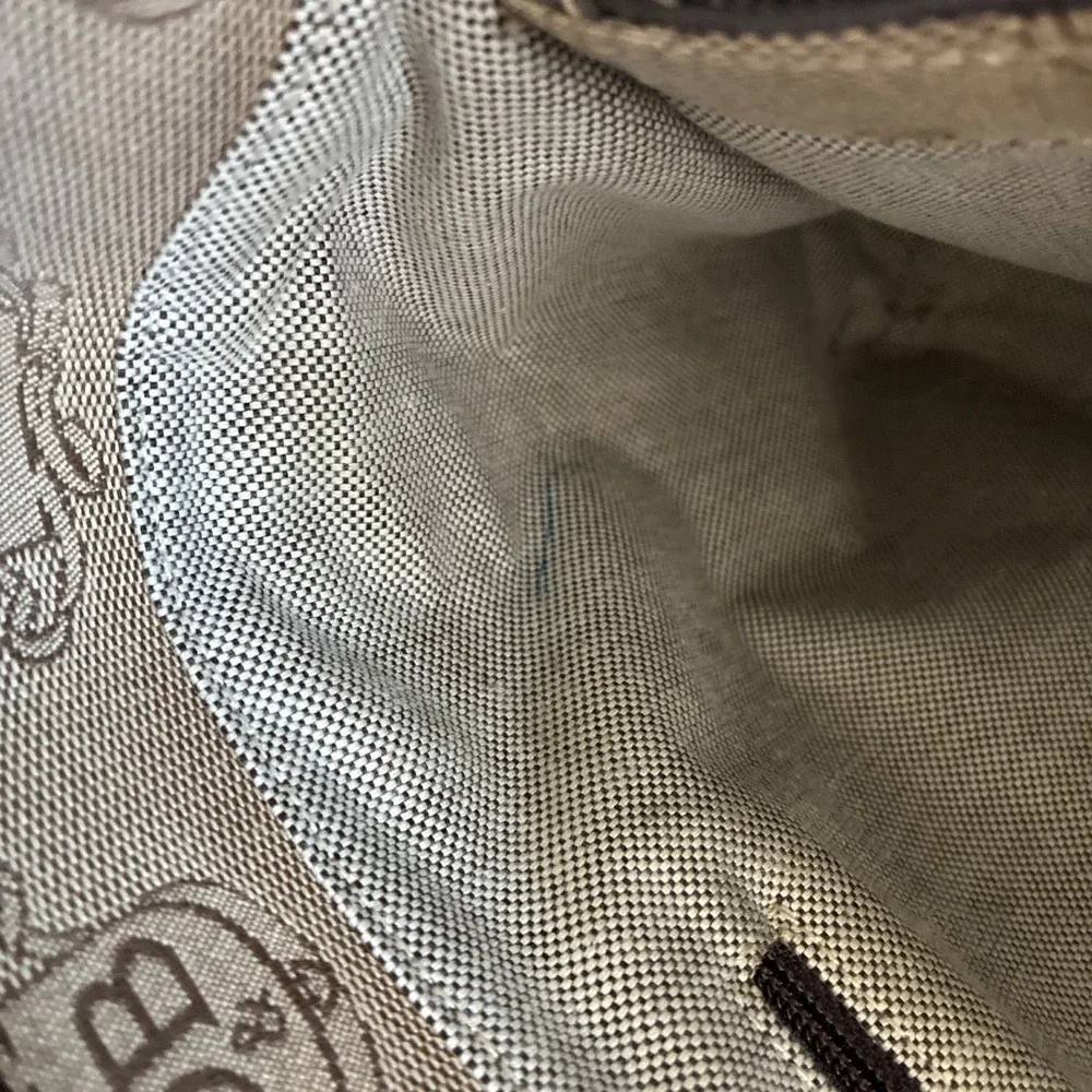 DOONEY & BOURKE Signature Beige Canvas Leather LRG Double Handle Tote Buckle